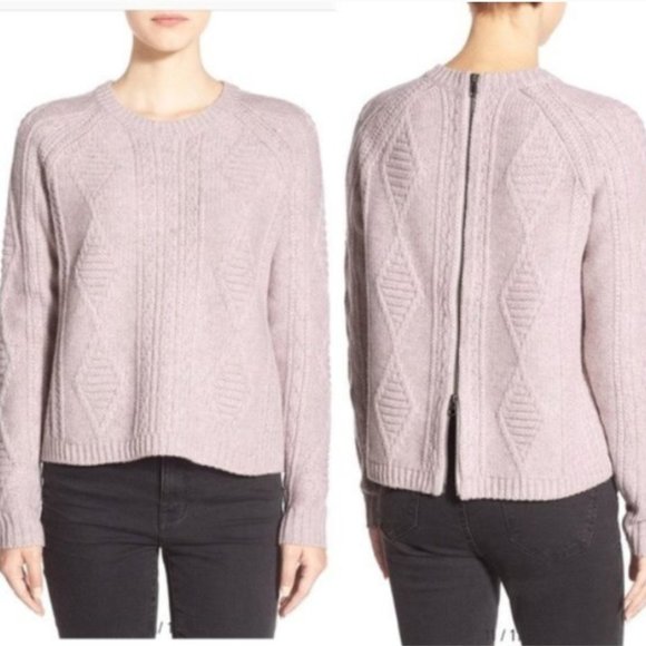 Madewell Palisade Back Zip Merino Wool Cable Knit Sweater Size Medium - Picture 1 of 9